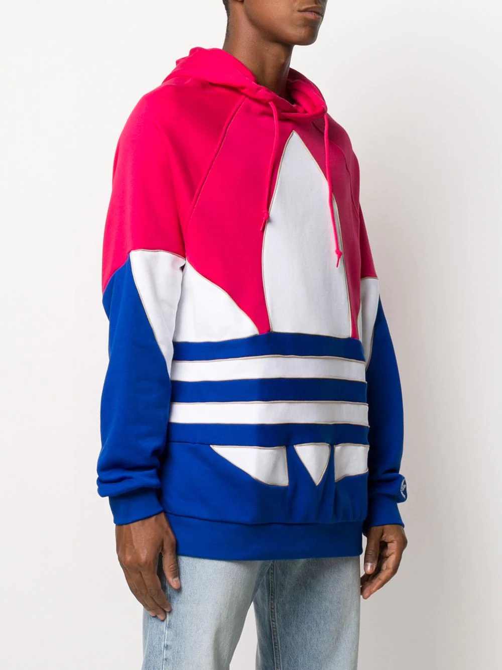 two-tone logo print hoodie - 3