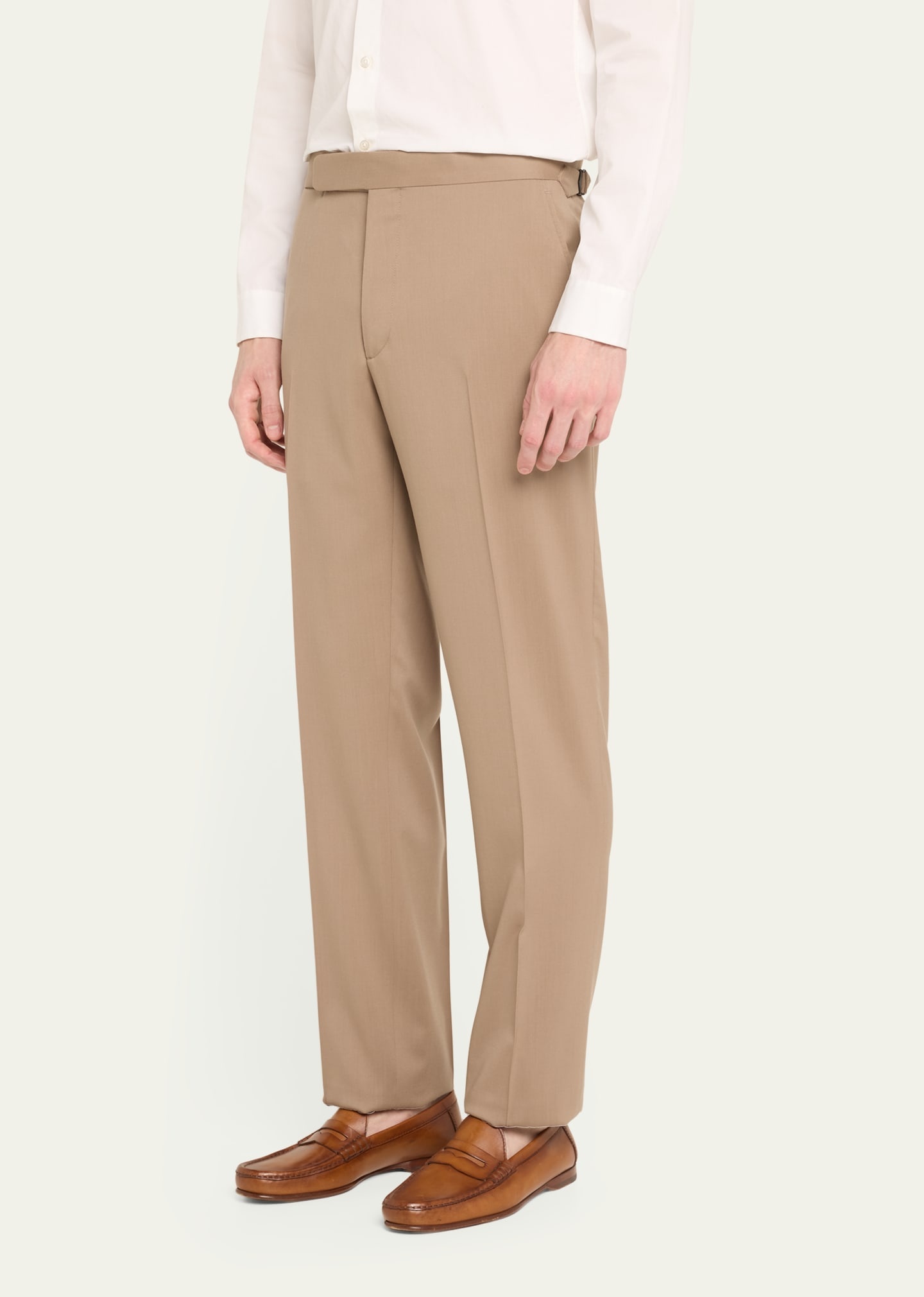 Men's Gregory Flat-Front Wool Gabardine Trousers - 4