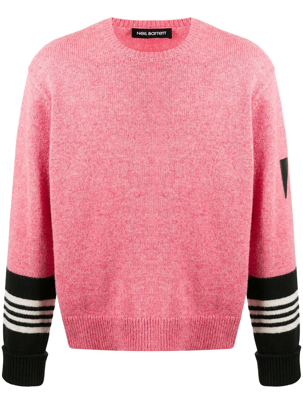 striped sleeves crew neck jumper - 1