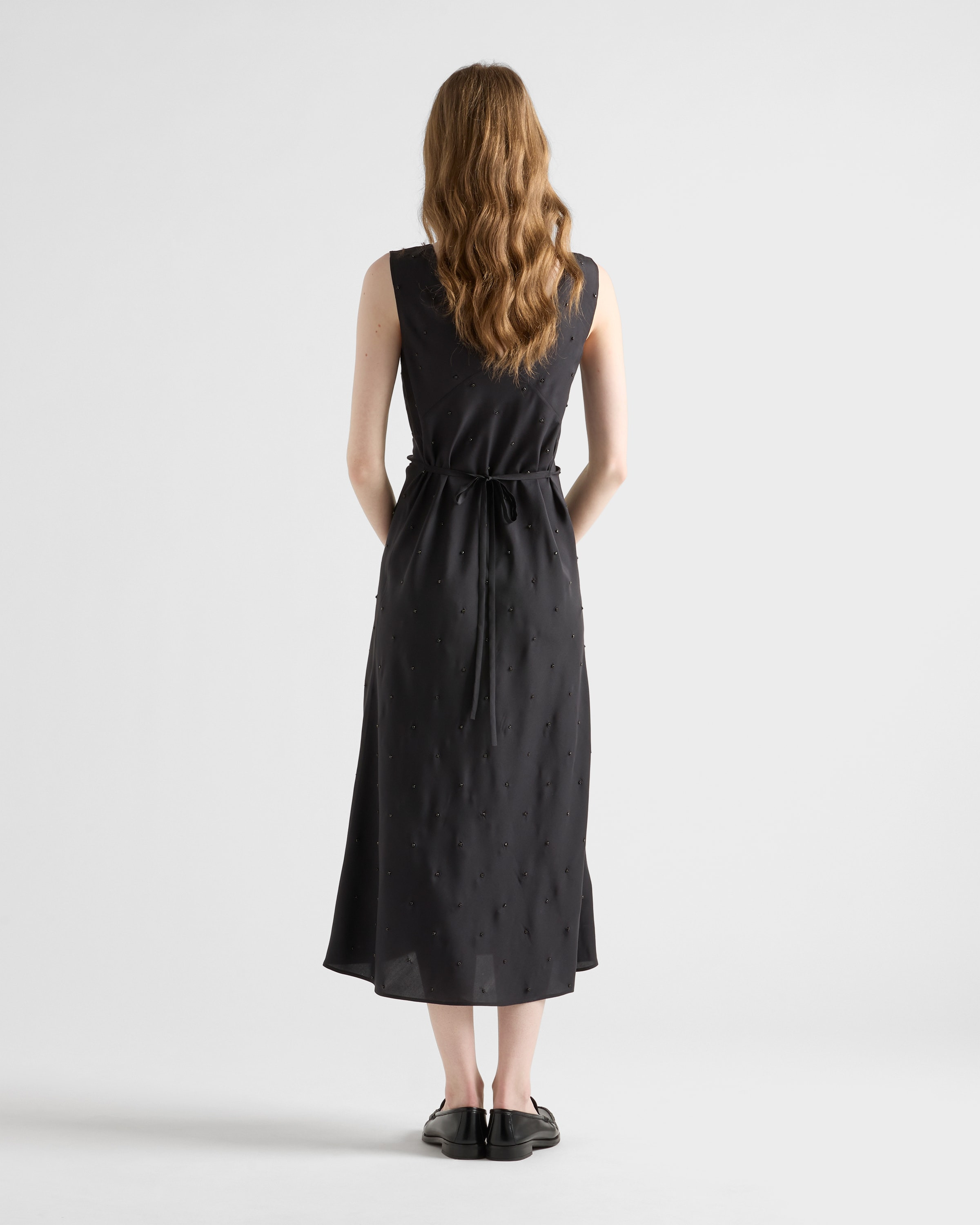 Embroidered vintage-effect habutai silk dress - 5
