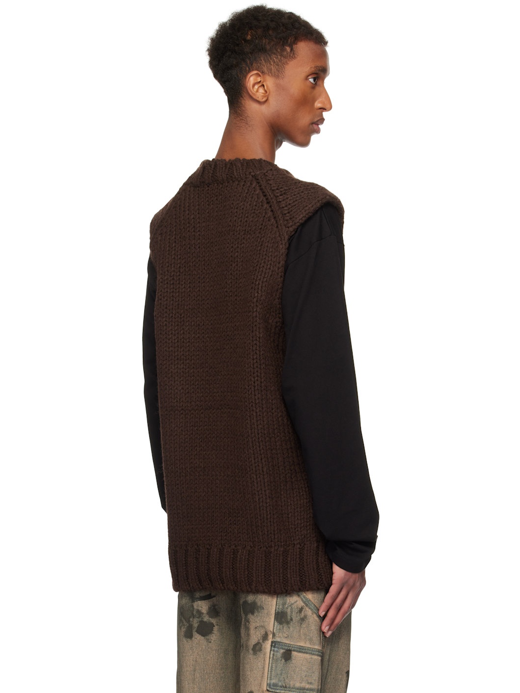Brown Sleeveless Sweater - 3