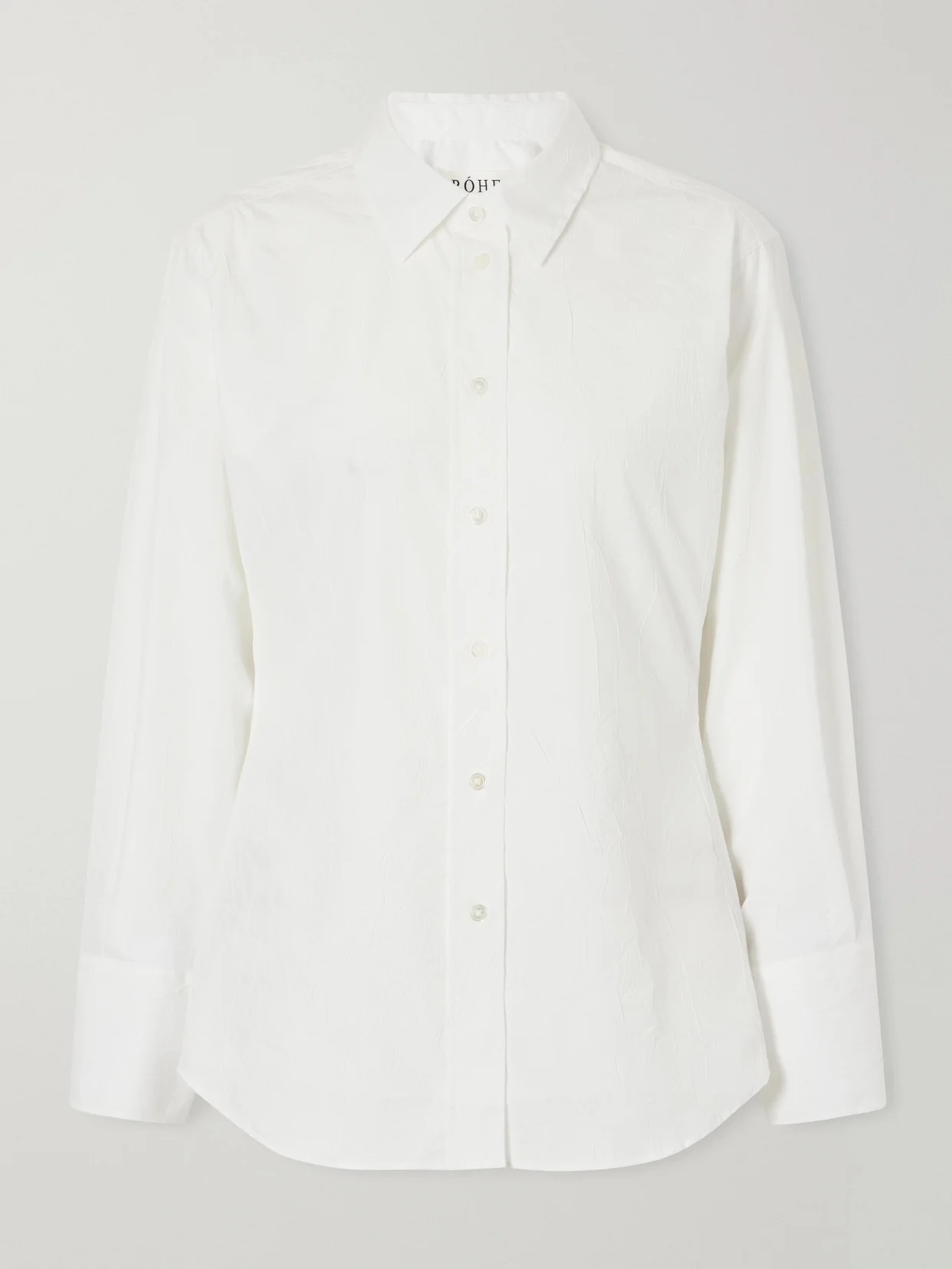 Shaped Crinkled Cotton-blend Poplin Shirt - 1