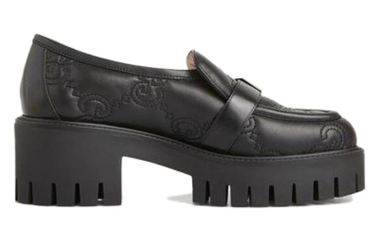 (WMNS) Gucci GG Matelass Slip-On Loafers with Block heel 'Black' 718388-AAA4F-1058 - 2