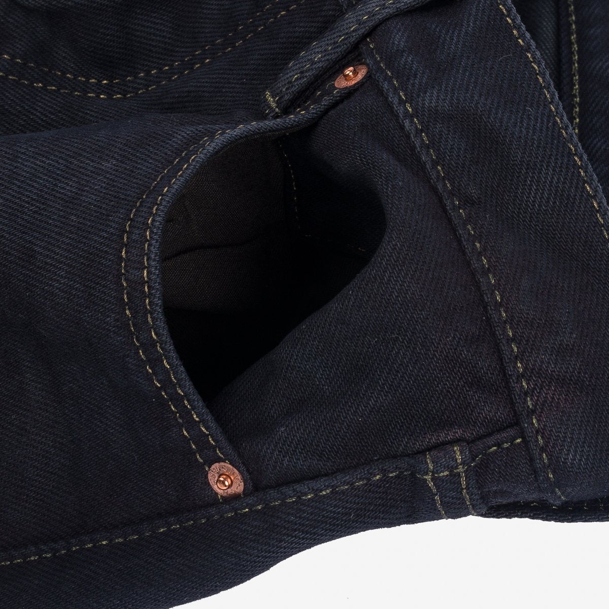 IH-666s-21OD 21oz Selvedge Denim Slim Straight Indigo Overdyed Black - 3