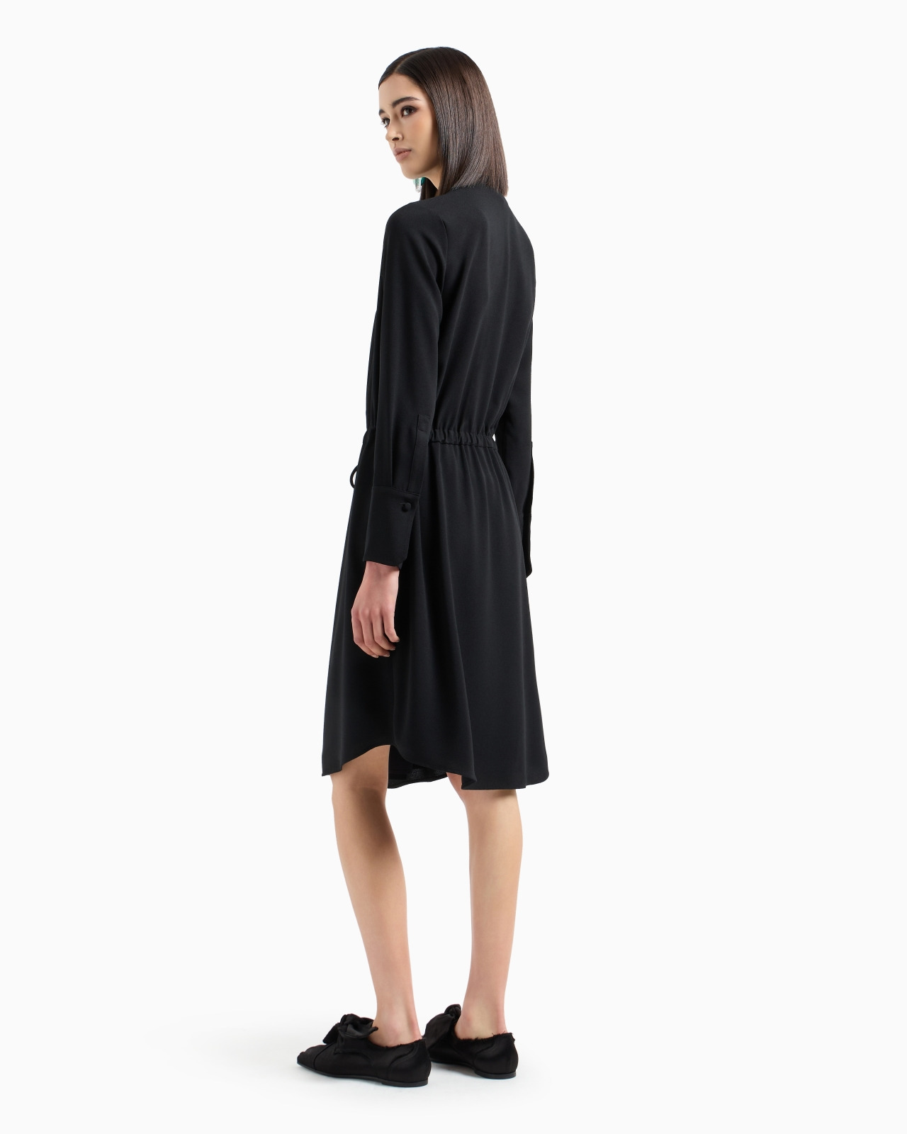 Stretch sablé fabric drawstring dress - 3