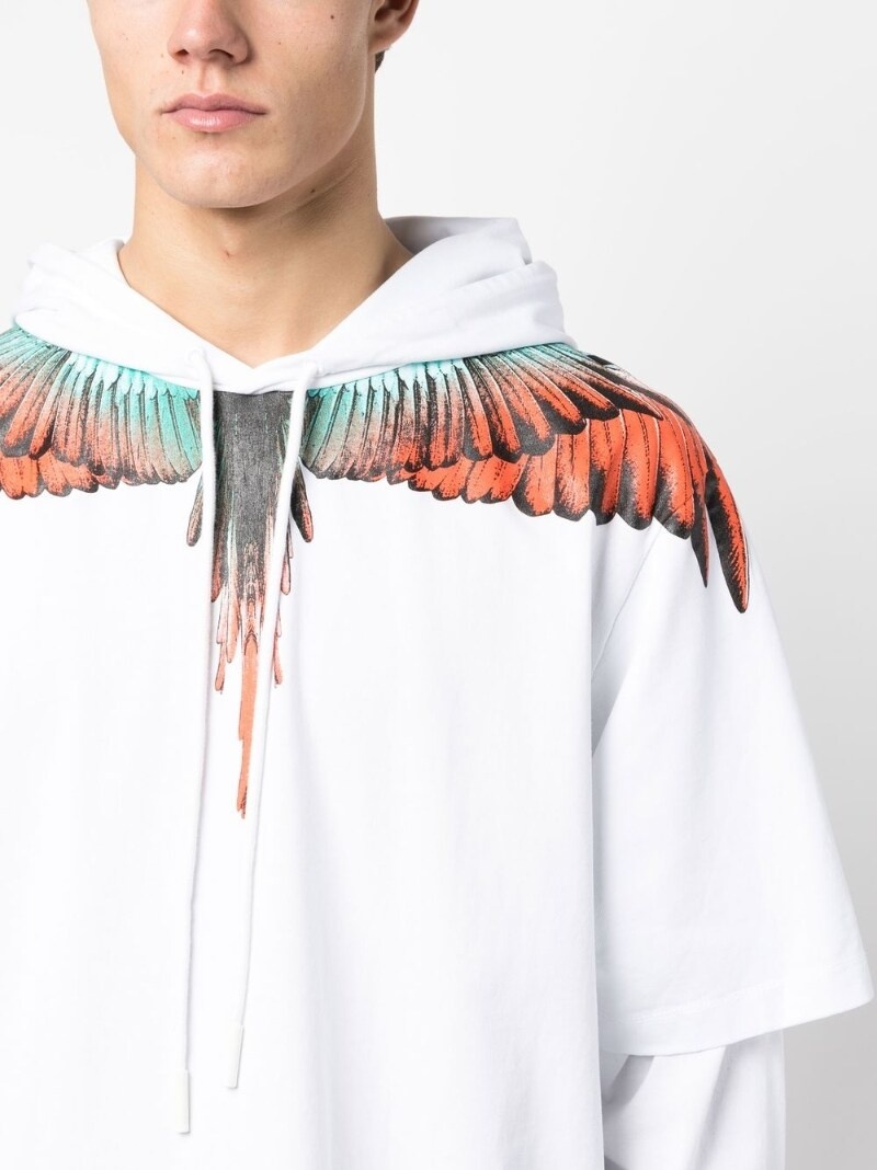 bird-print layered hoodie - 5