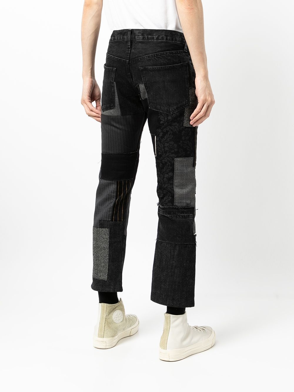 patchwork-design cropped jeans - 4