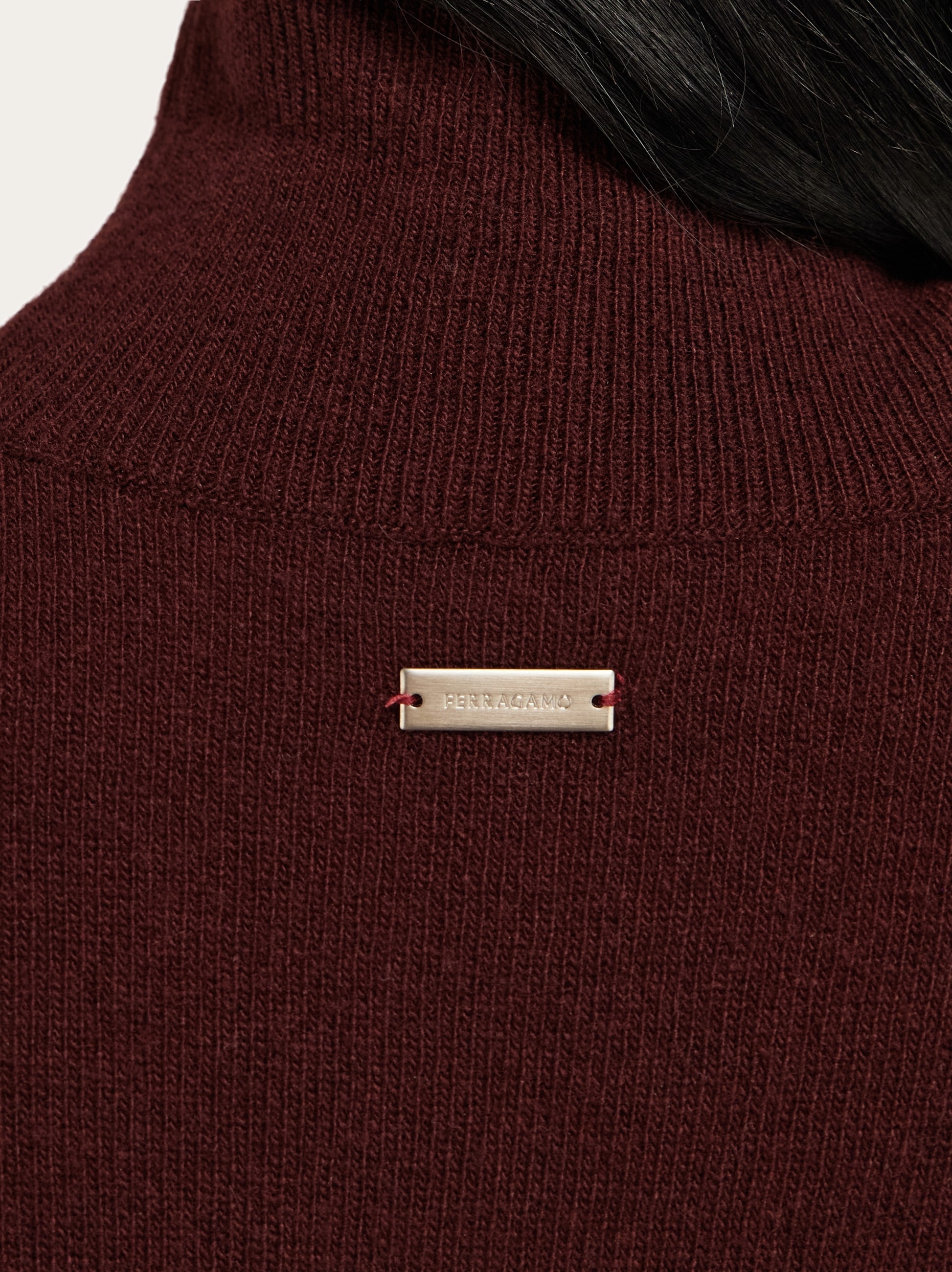 Knitted mock neck top with cut out detail - 5