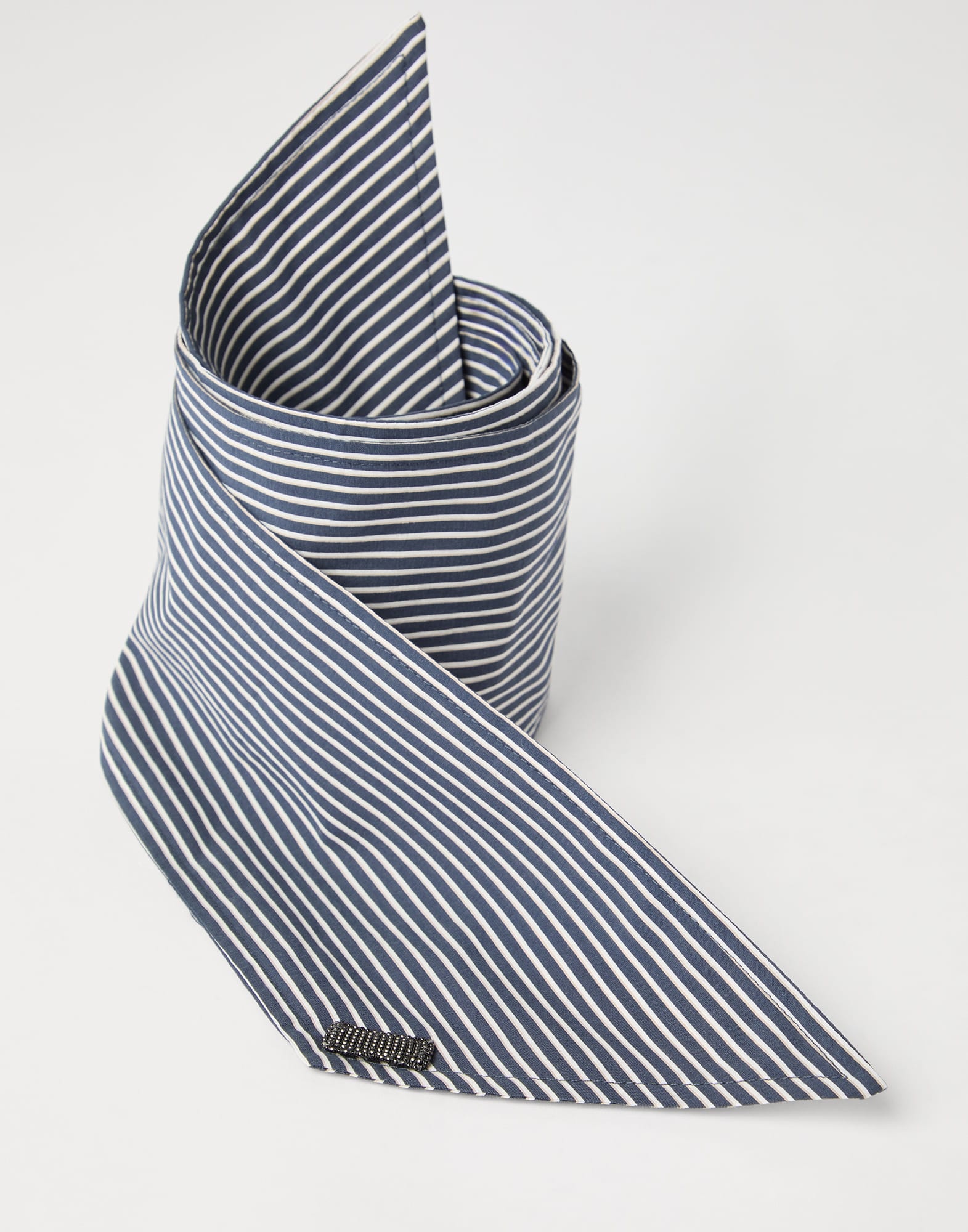 Techno cotton regimental stripe poplin foulard with monili - 2