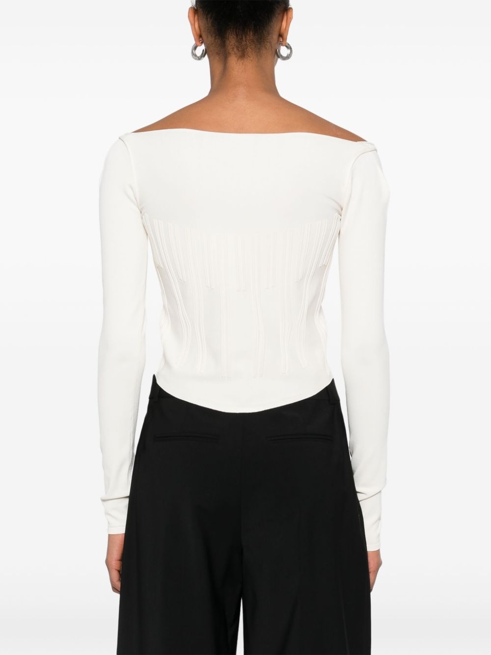 boning-detail sweater - 4