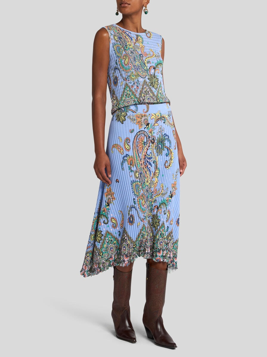 RIBBED MIDI SKIRT WITH FLORAL MOTIF - 4