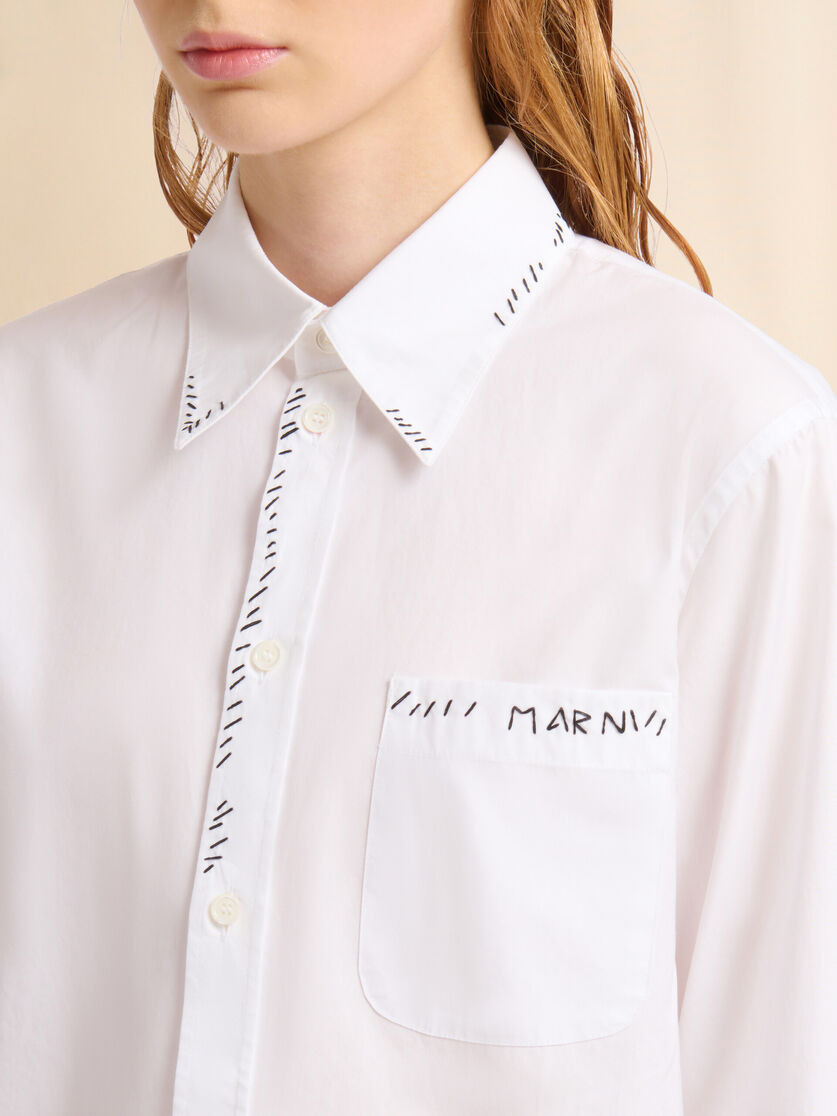 WHITE ORGANIC POPLIN SHIRT WITH MARNI MENDING - 4