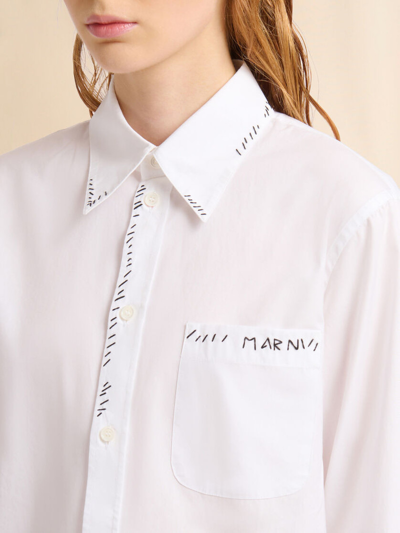 WHITE ORGANIC POPLIN SHIRT WITH MARNI MENDING 4