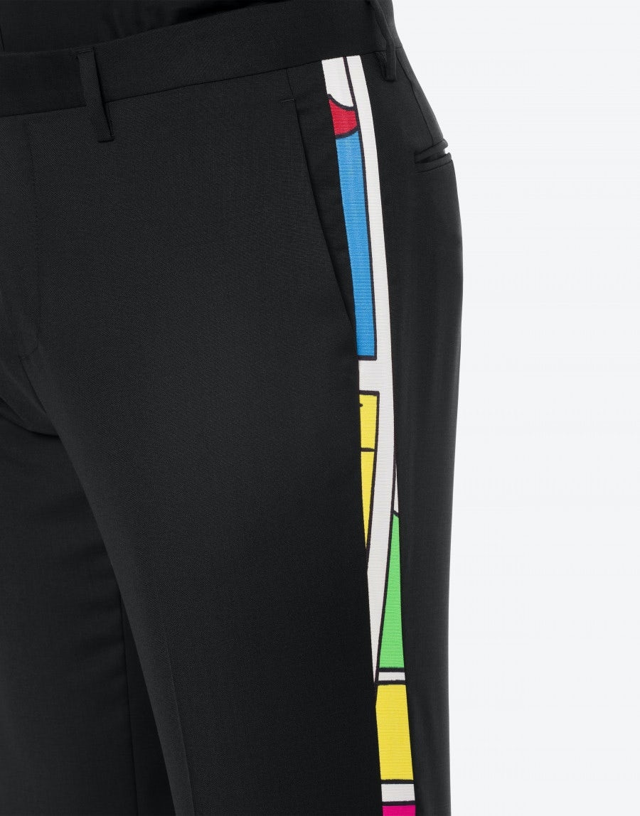 MOSCHINO COMICS WOOL CANVAS TROUSERS - 4