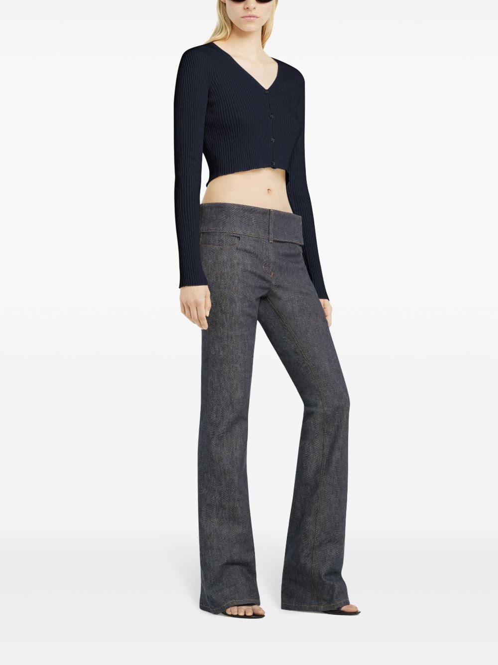 cropped fine-ribbed cardigan - 3