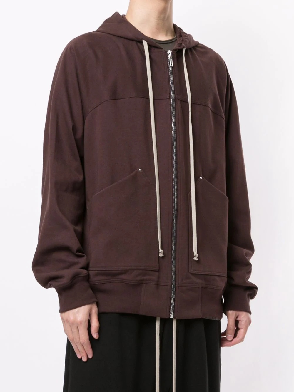 zipped drawstring hoodie - 3