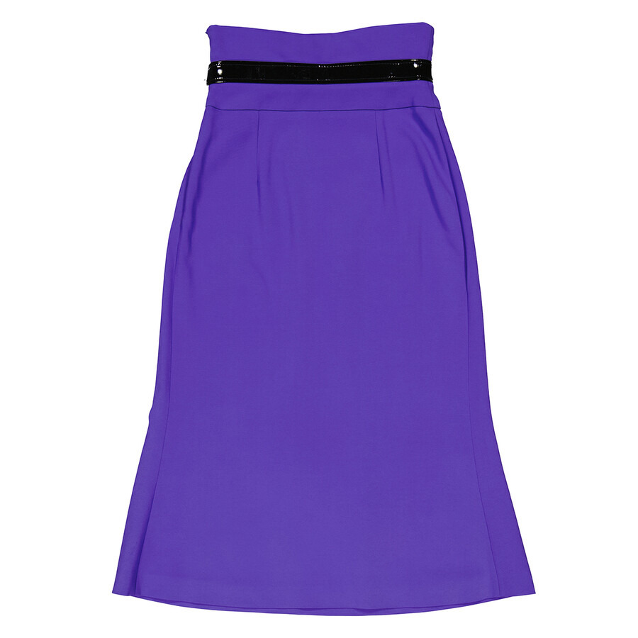 Moschino Ladies Purple High Waist Belted Skirt - 2