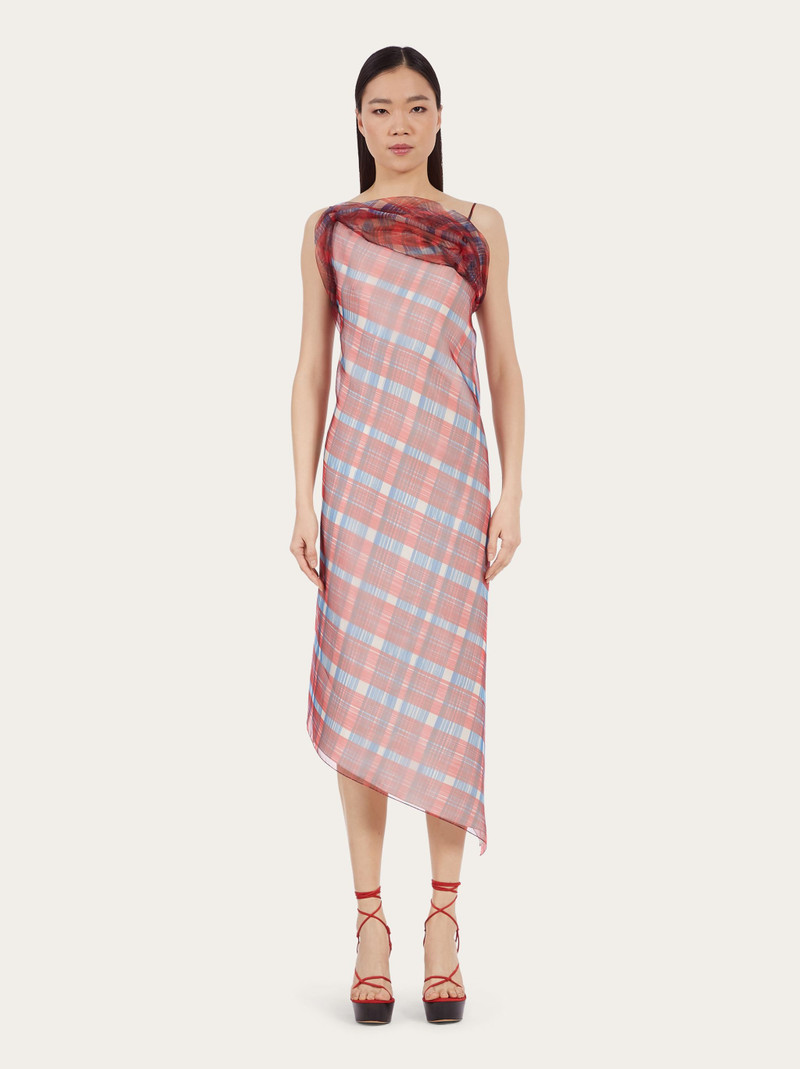 FERRAGAMO Asymmetric organza dress outlook