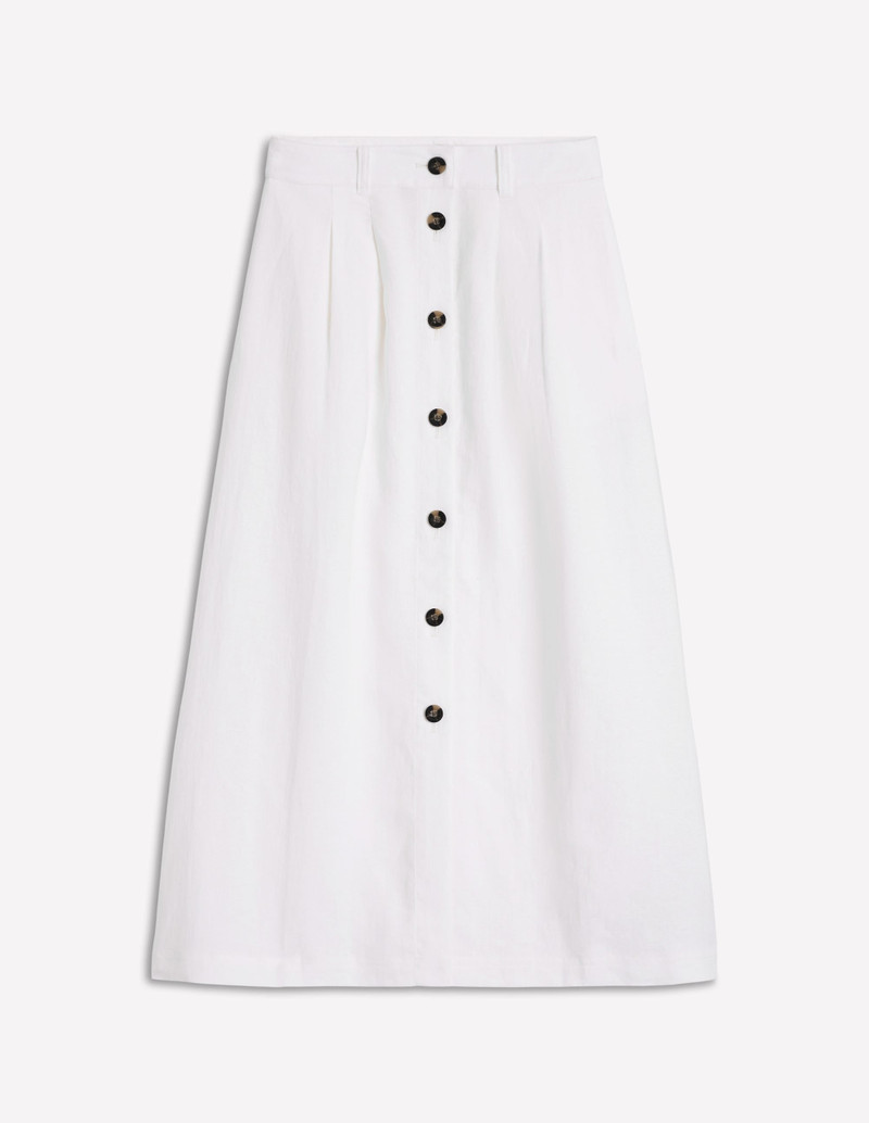 Thomasina Linen Midi Skirt-White 1