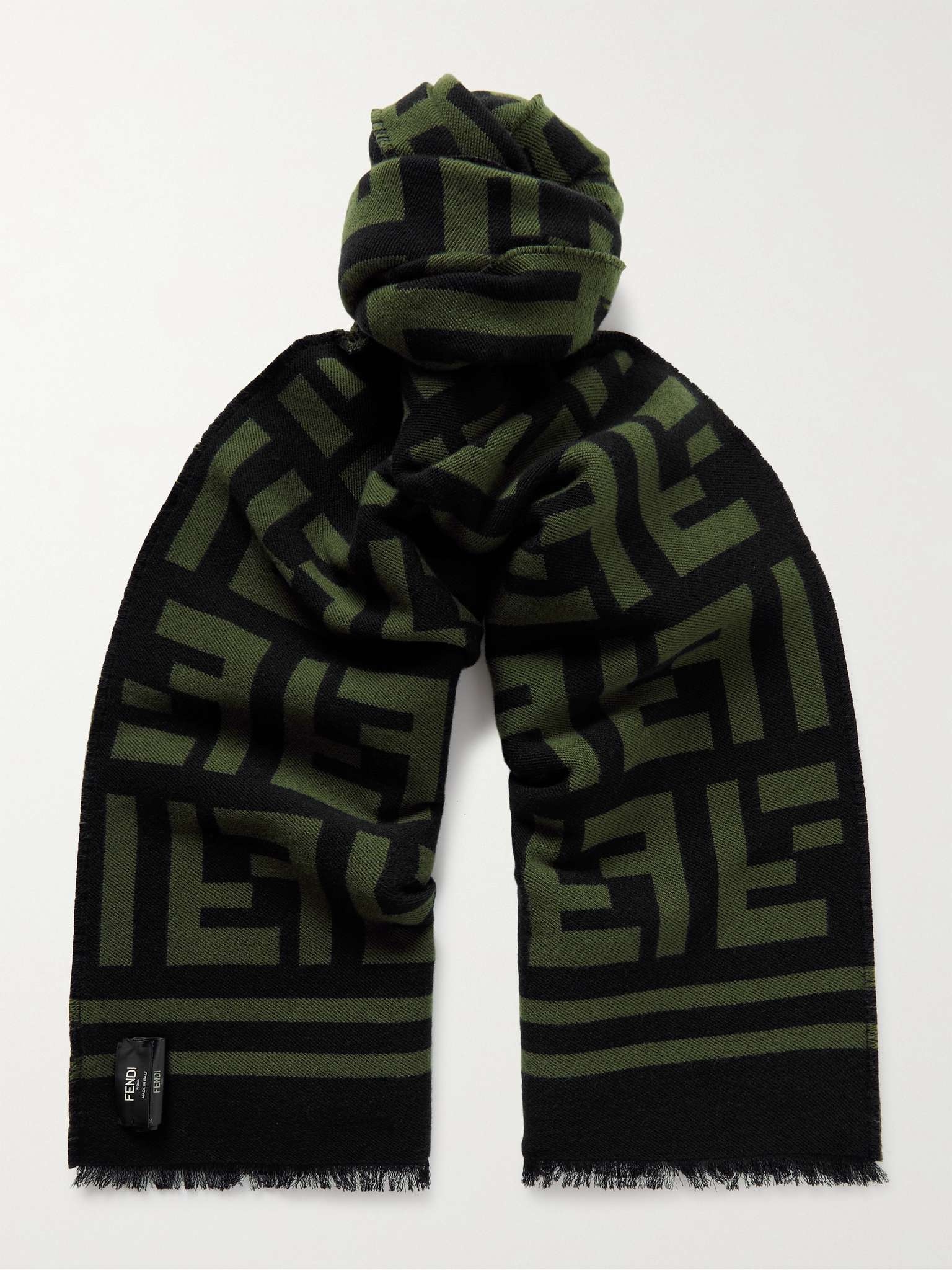 Logo-Jacquard Wool and Silk-Blend Scarf - 1