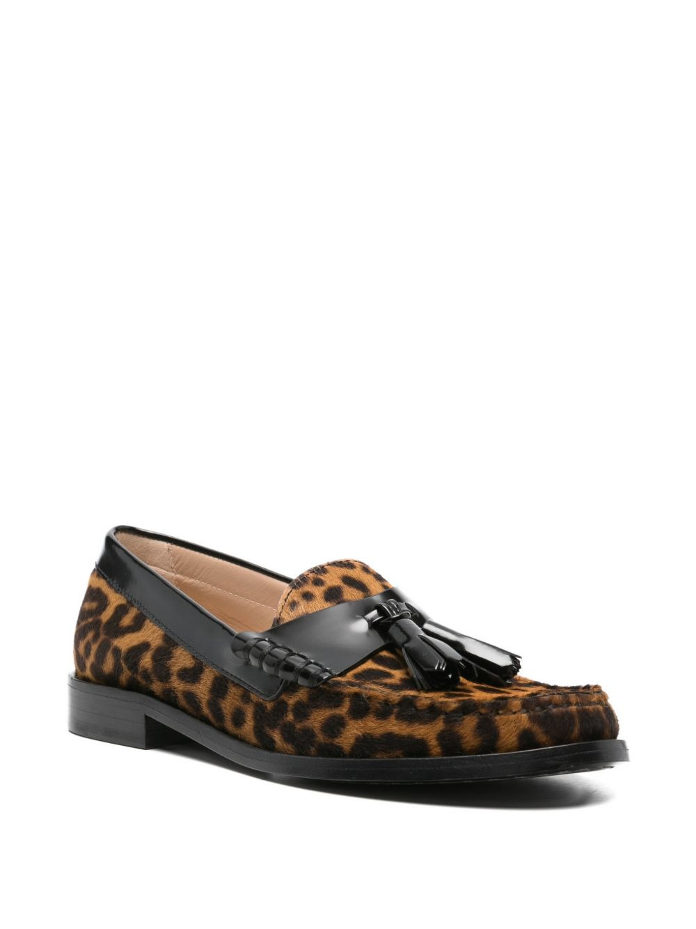 leopard-print tassel loafers - 2