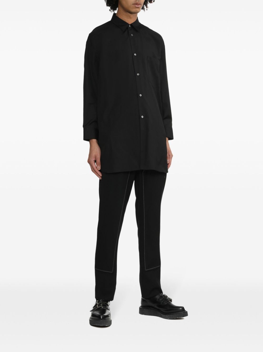 satin-panelled cotton shirt - 2