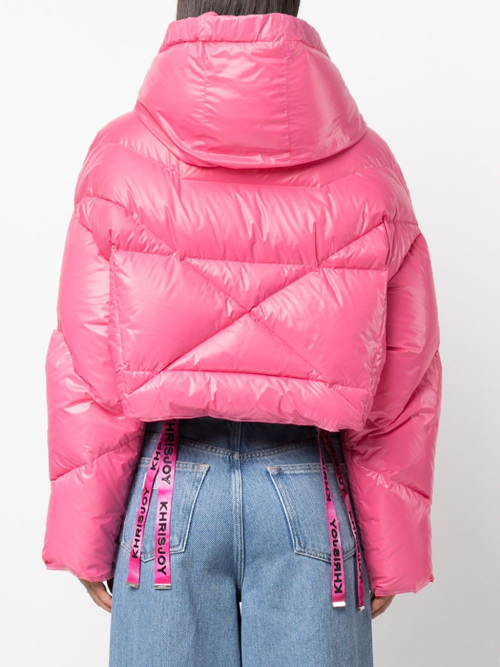 logo-print drawstring down puffer jacket - 4