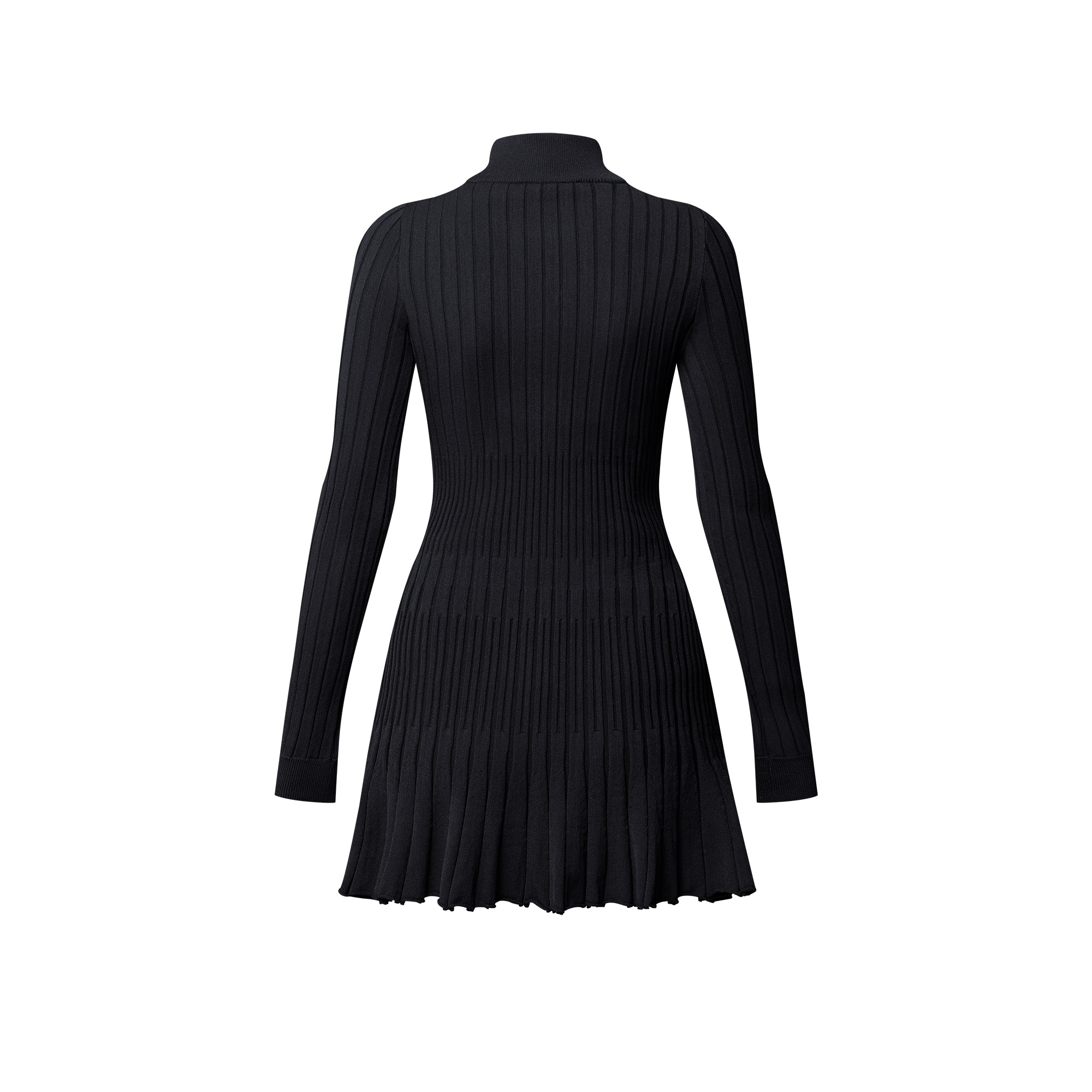 Long-Sleeved Rib-Knit Dress - 3