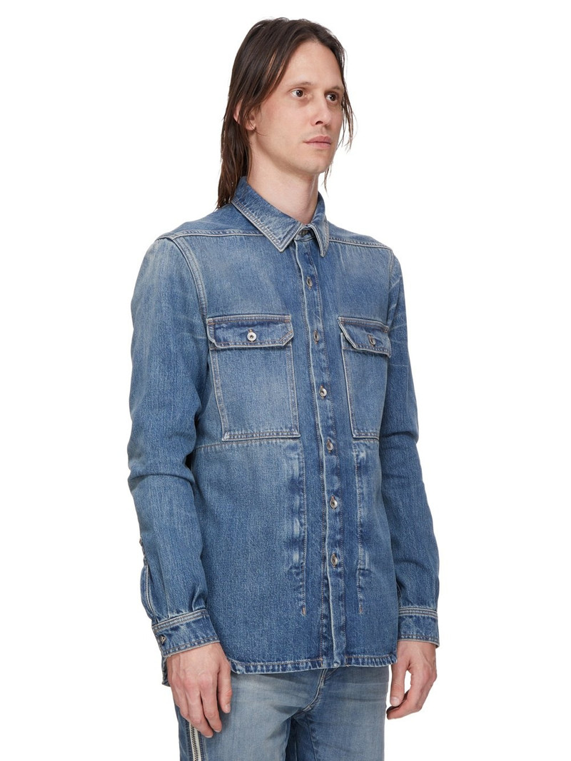 Rick Owens DRKSHDW Indigo 할리우드 Denim 오버 셔츠 outlook