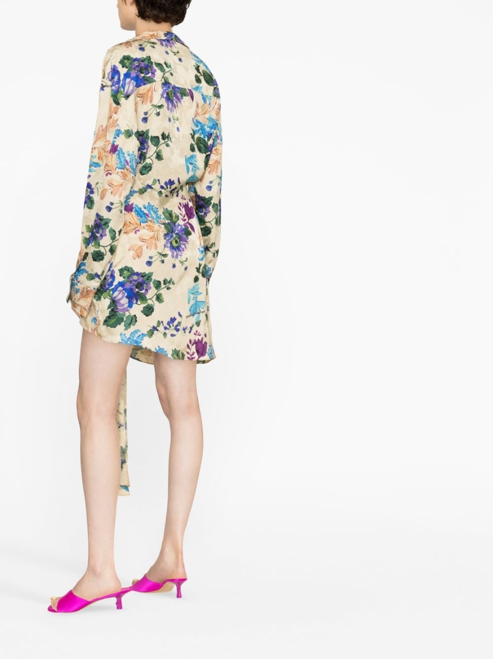 floral-print asymmetric shirtdress - 3