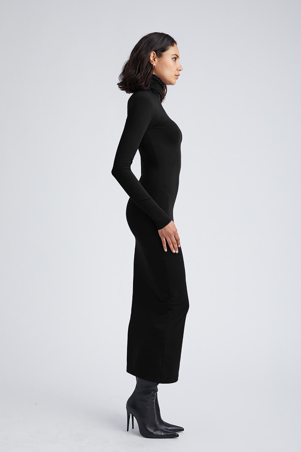 BLACK CITY LONG SLEEVE TURTLENECK DRESS - 3