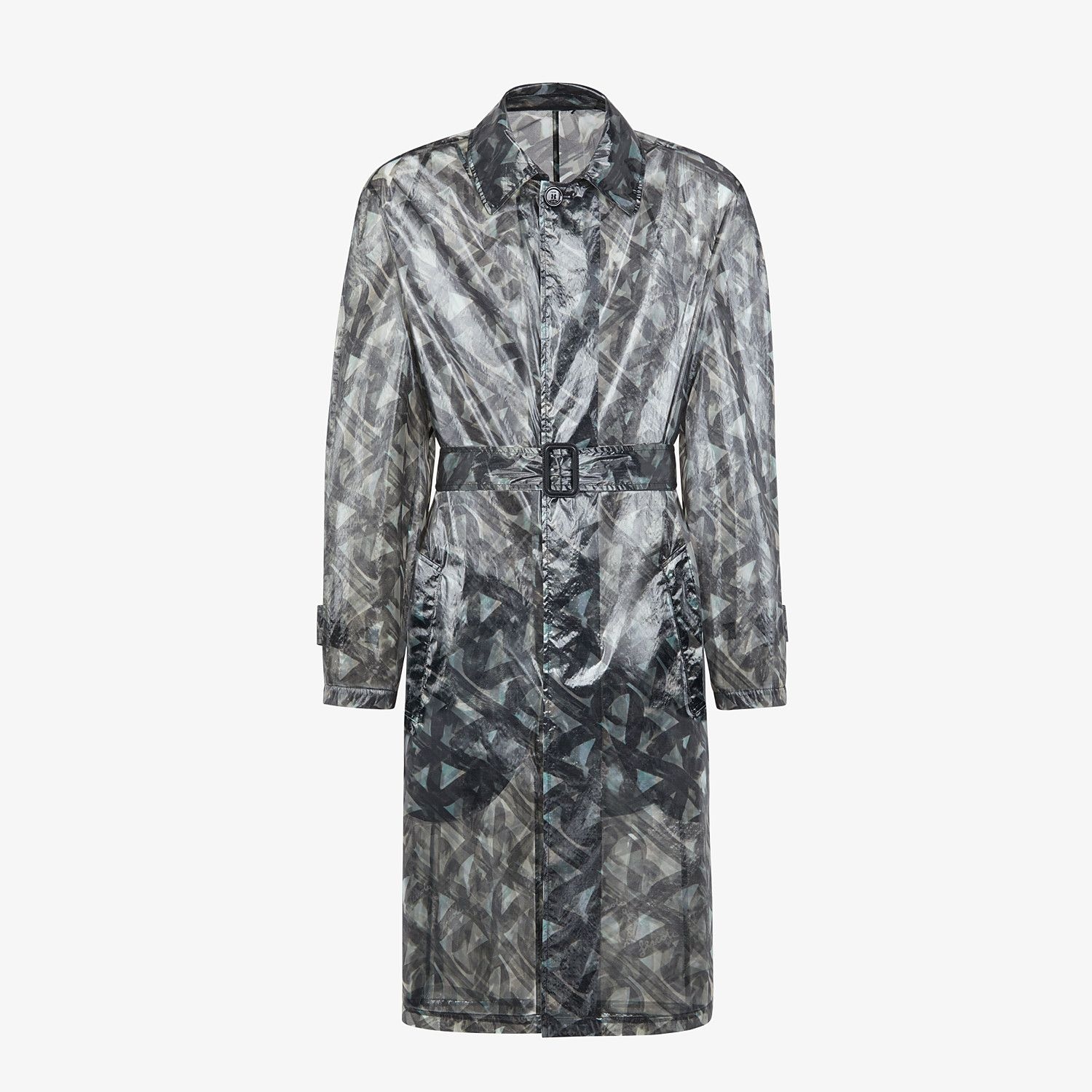 Gray organza trench coat - 1