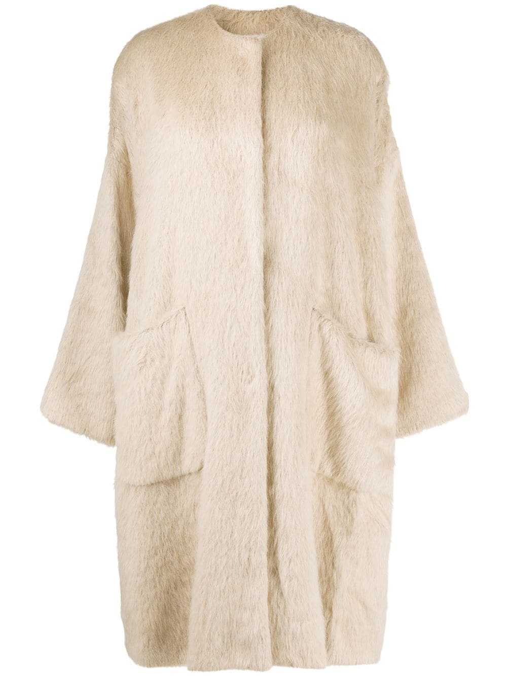 faux-fur mid-length coat - 1