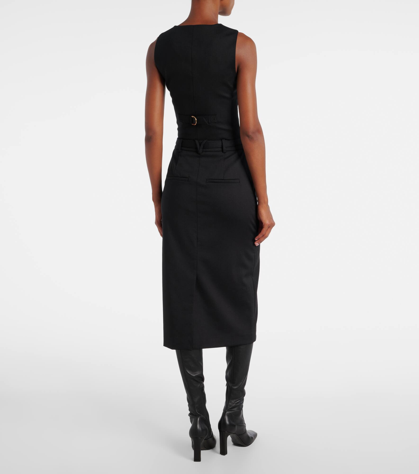 Belted wool pencil skirt - 3