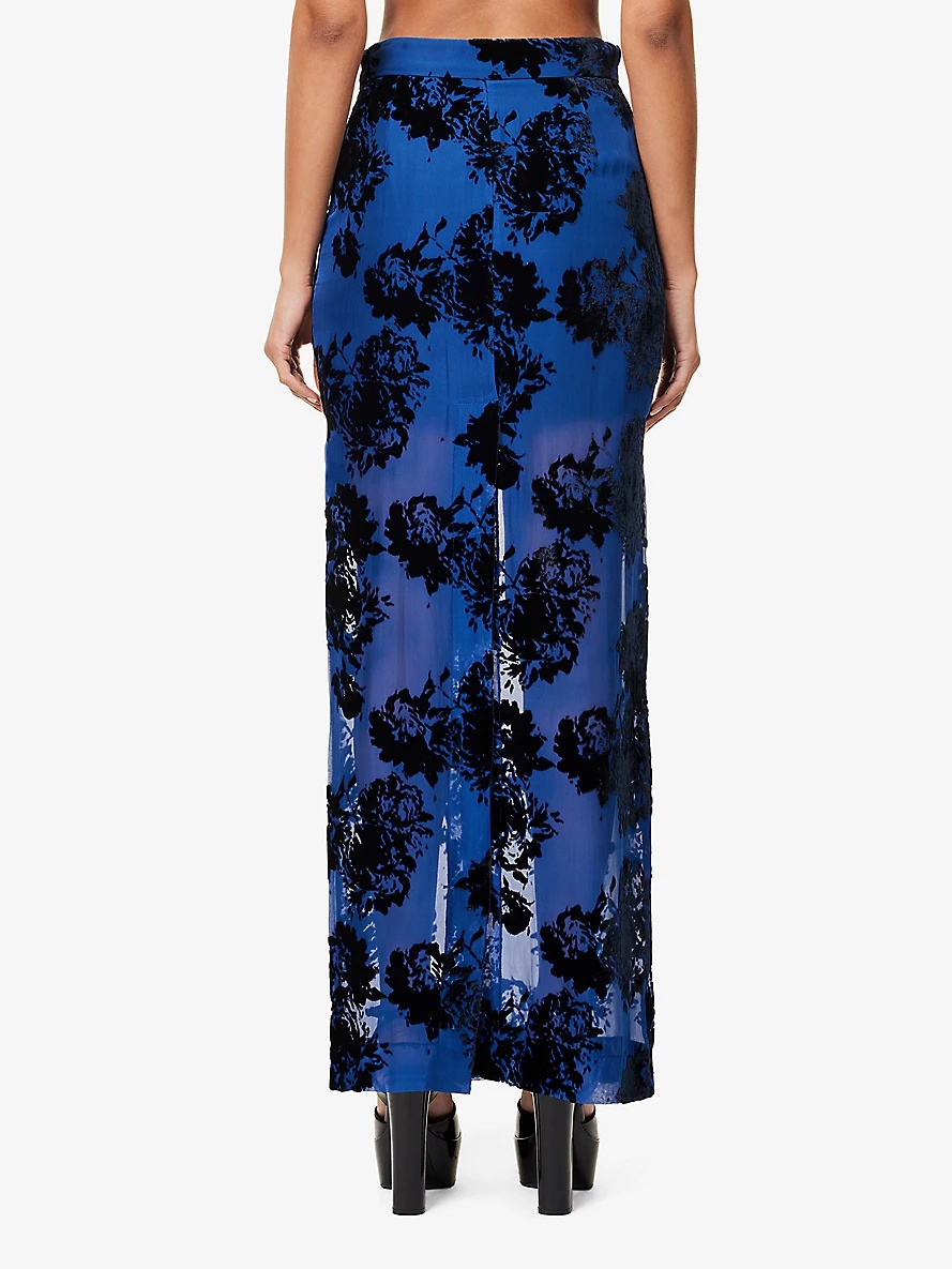 NINA RICCI スカート Devore velvet maxi skirt945595 NINA RICCI Floral-pattern devoré velvet maxi skirt