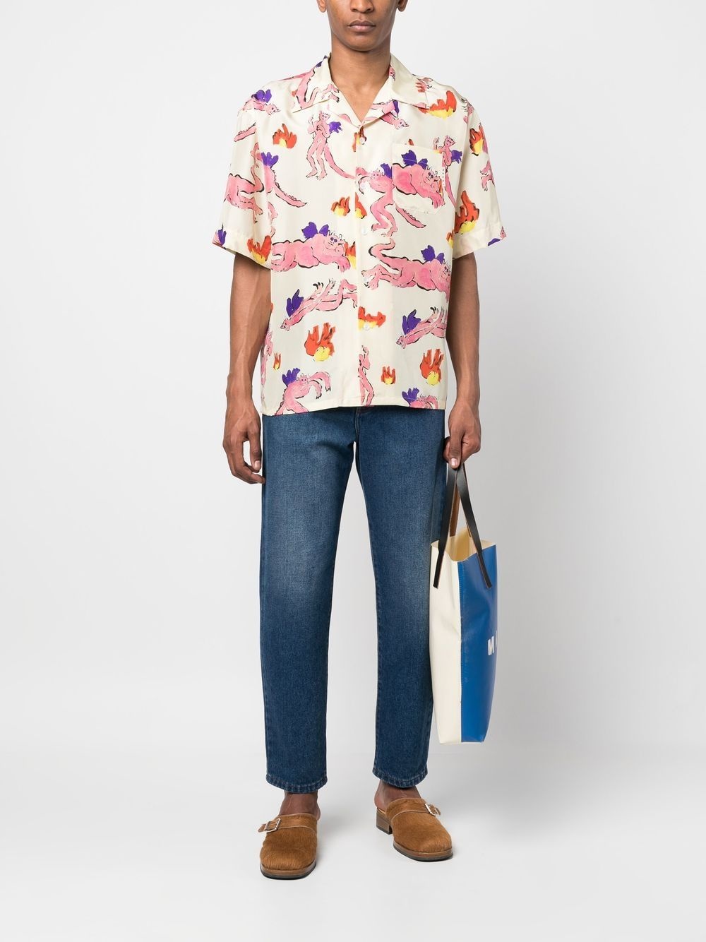 graphic-print silk T-shirt - 2
