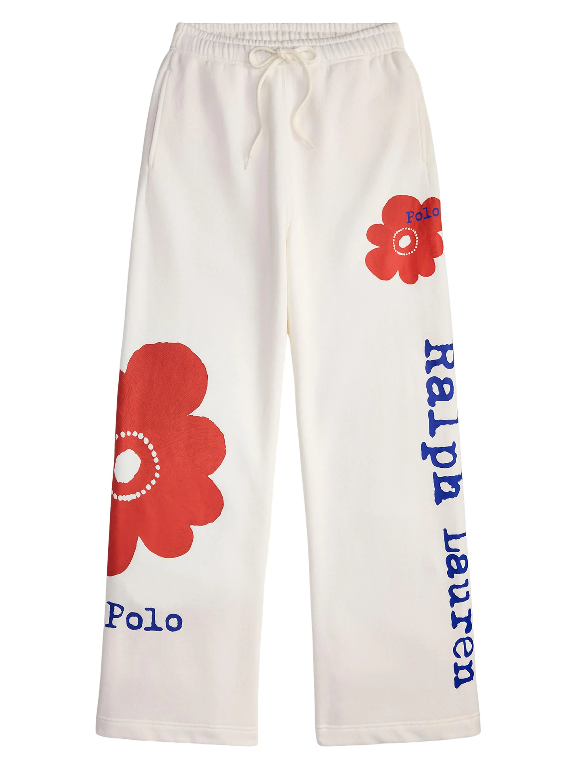 Women's Floral Cotton-Blend Wide-Leg Sweatpants - Warm White - 1