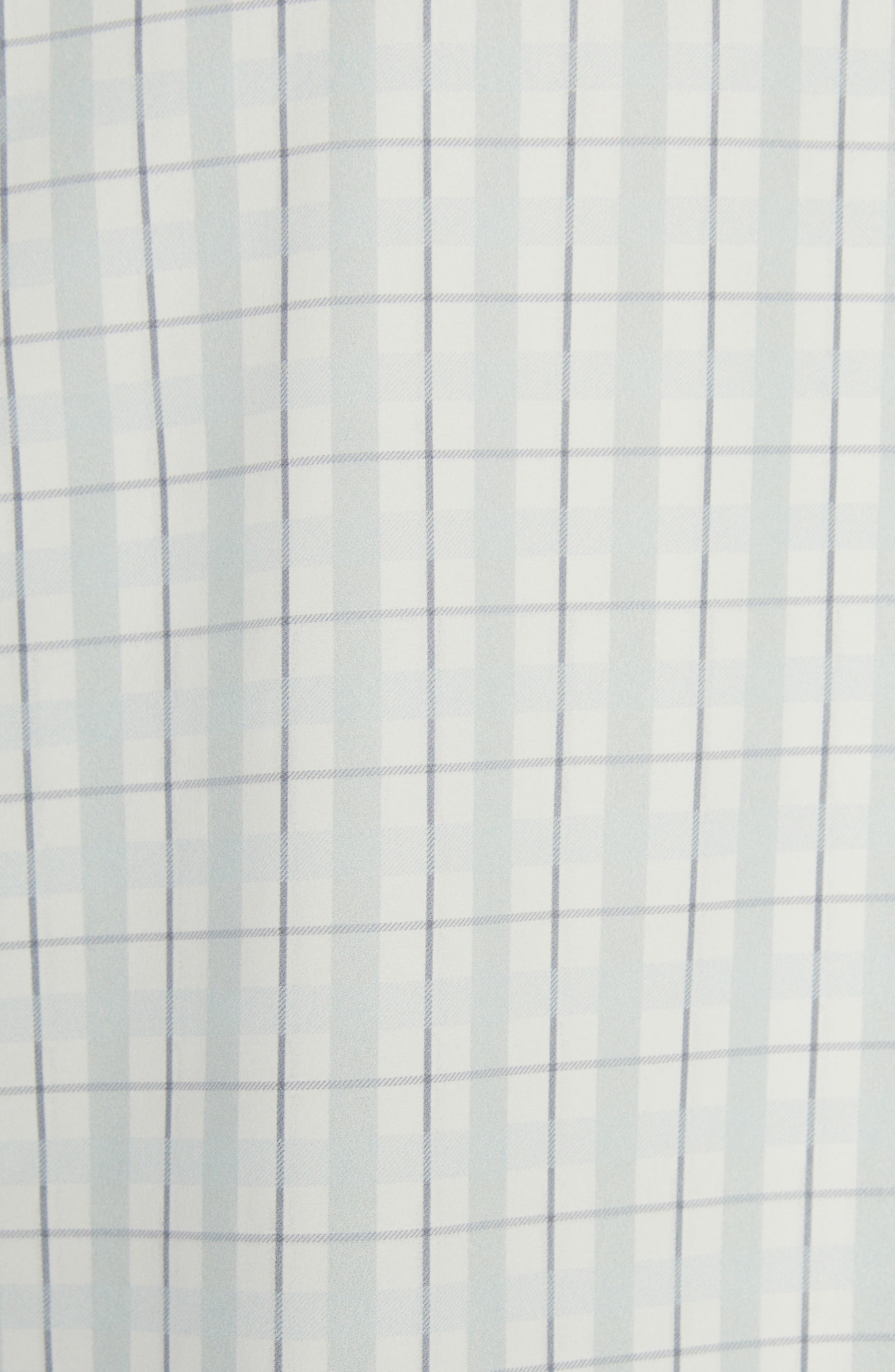 Bottega Veneta Check Print Leather Snap-Up Western Shirt in White/Grey/Mint at Nordstrom - 6