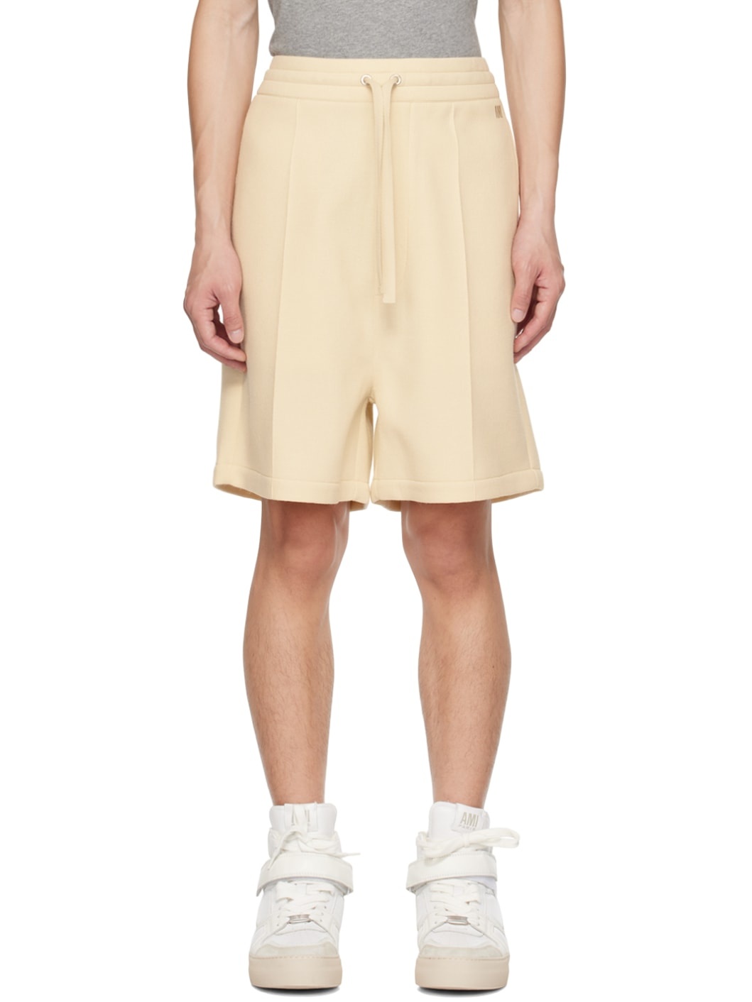Beige Elasticized Shorts - 1