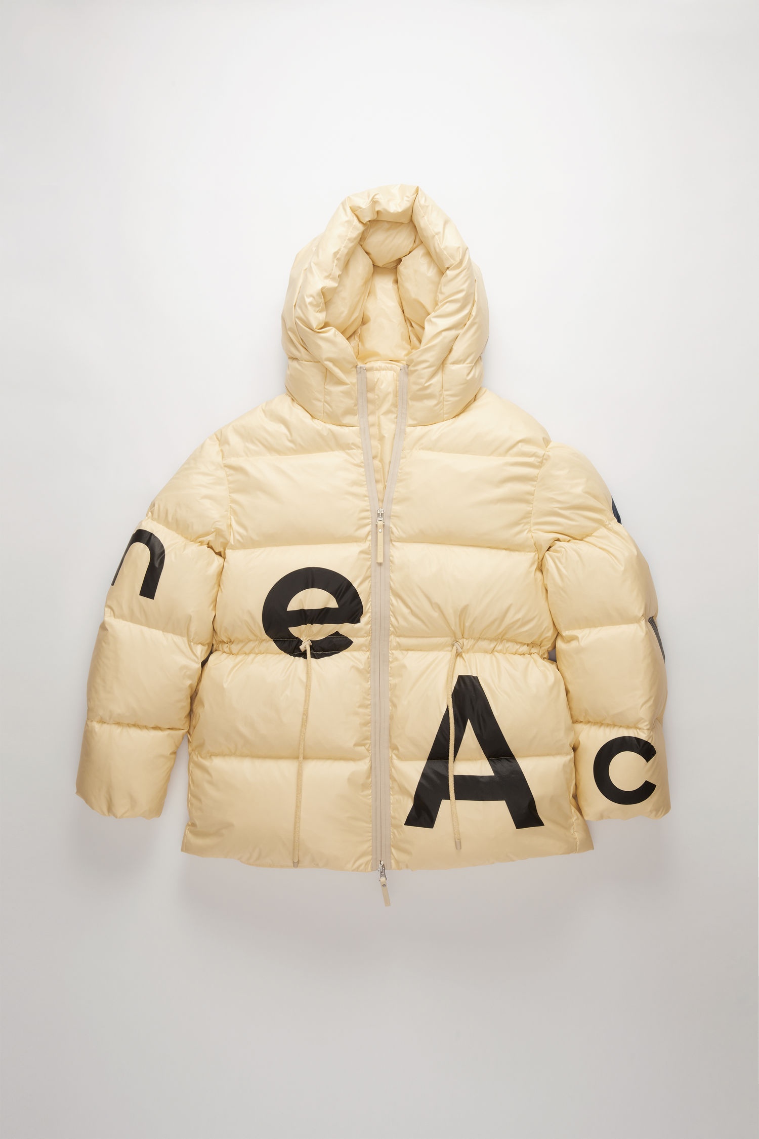 Logo-print puffer coat cream beige - 1