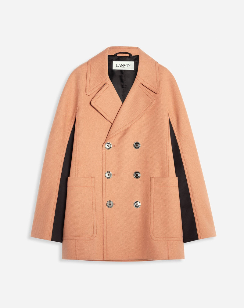 PEACOAT WITH CONTRASTING PANELS AND KIMONO SLEEVES 1