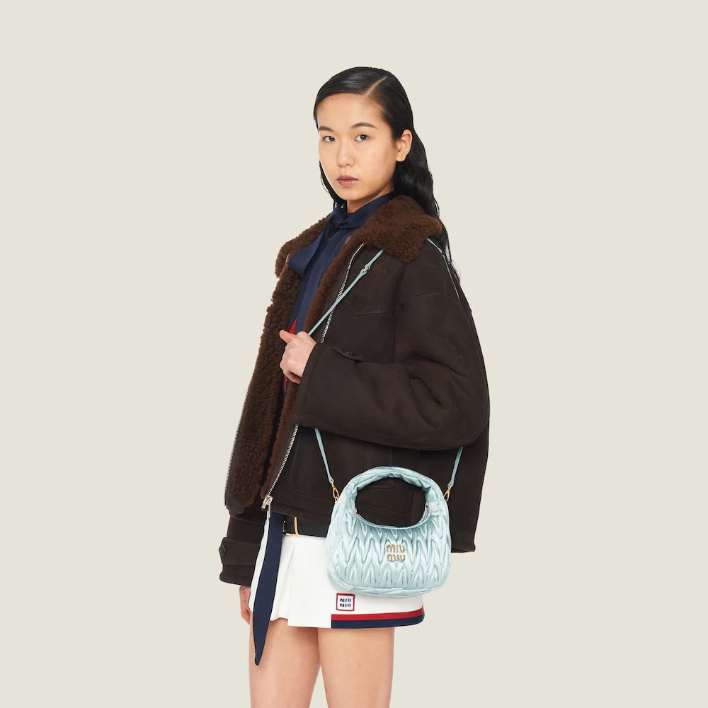 Wander matelassé satin mini hobo bag - 1