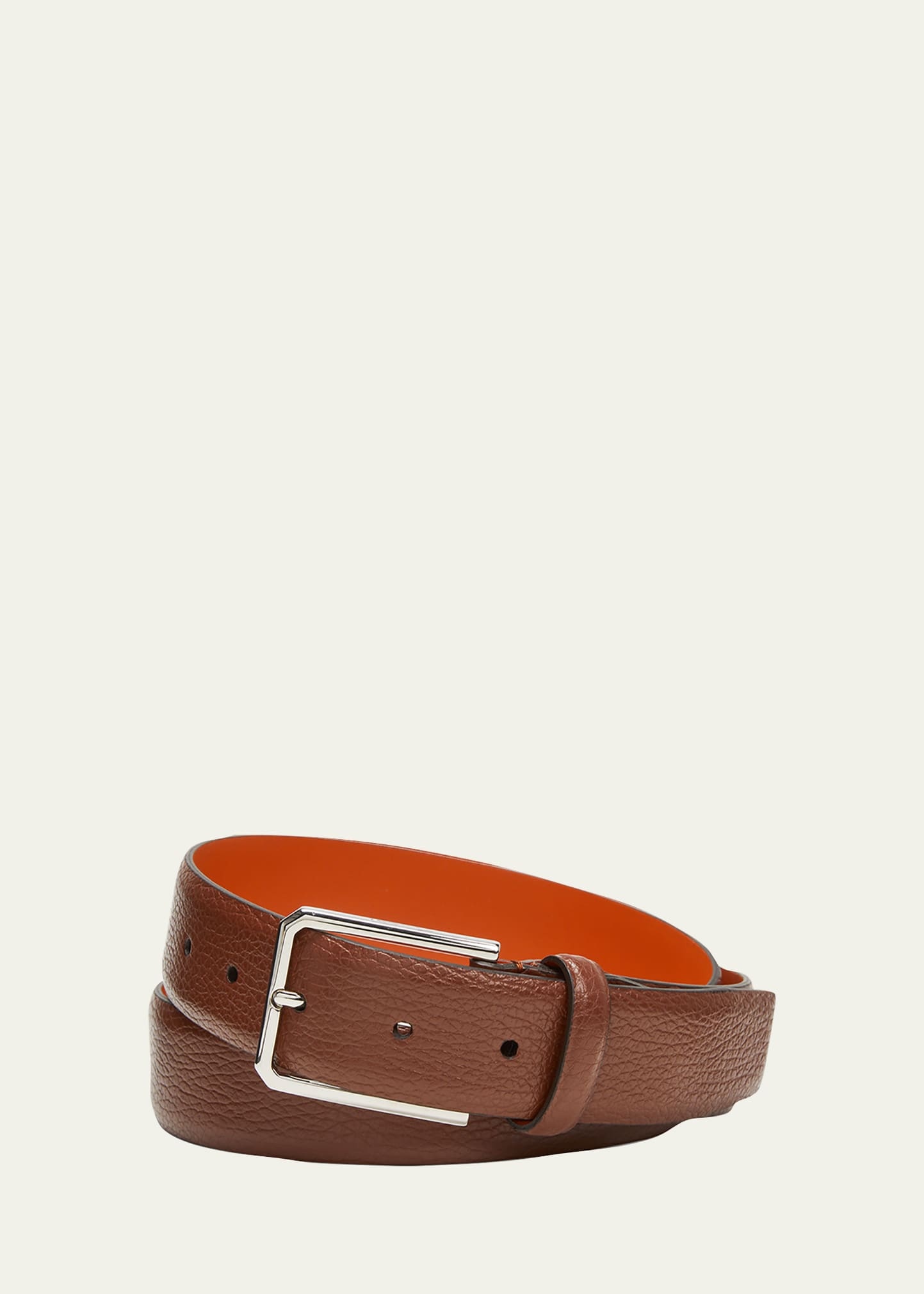 Men's Grained Leather Belt - 1