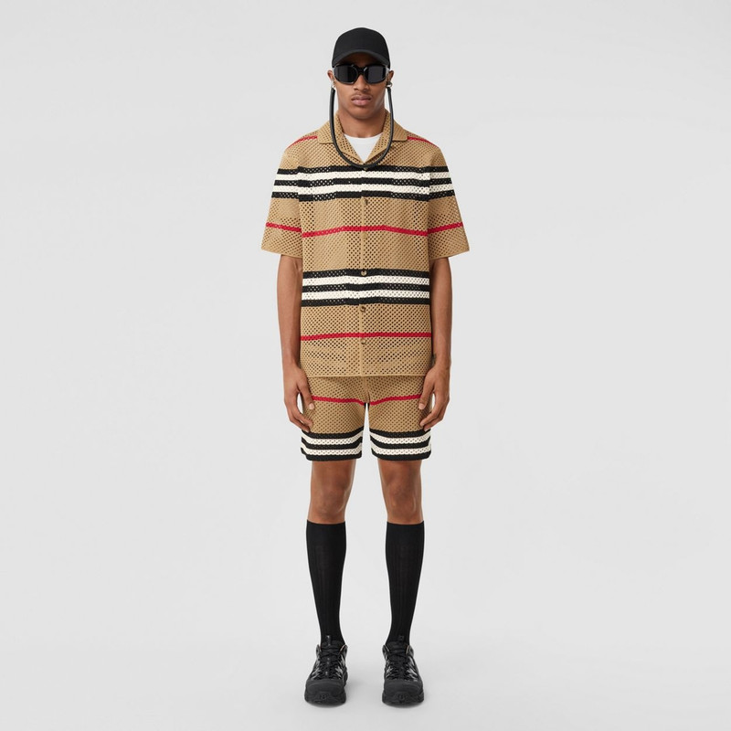 Burberry Icon Stripe Pointelle Knit Shorts outlook