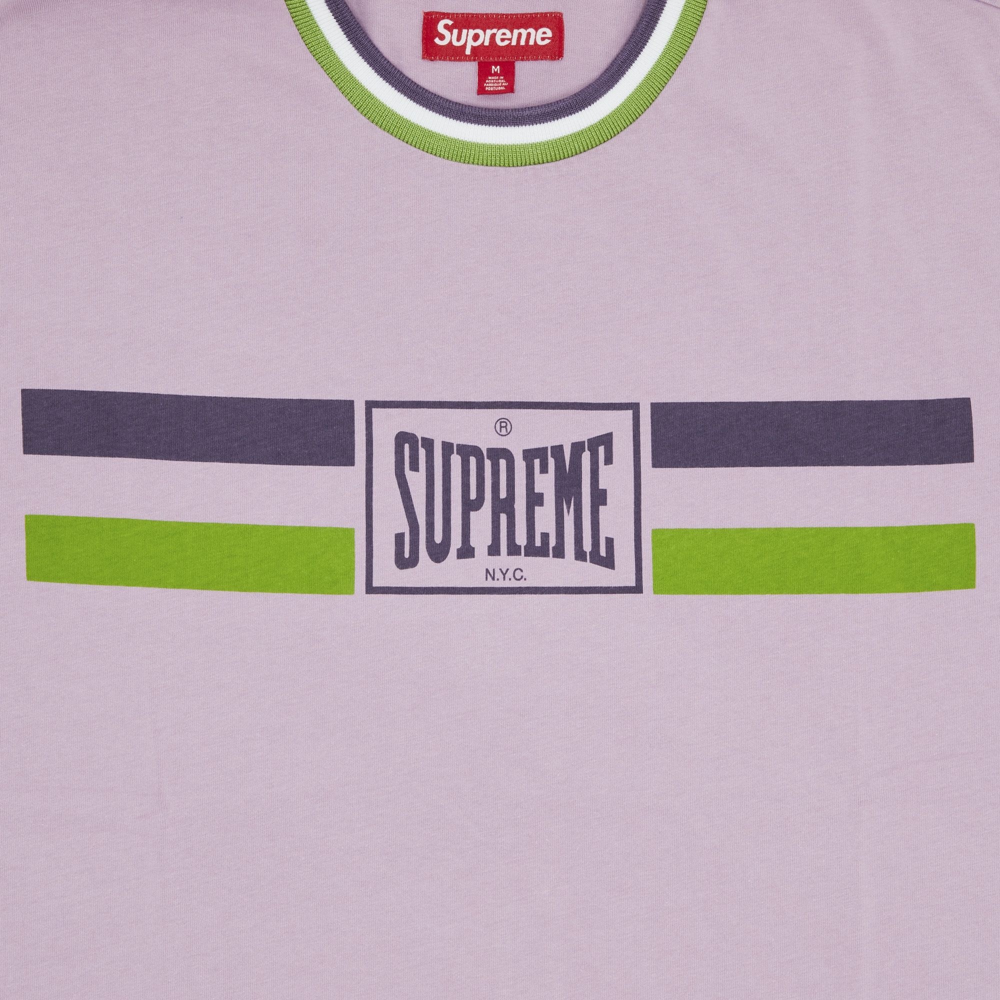 Supreme Warm Up Stripe Short-Sleeve Top 'Purple' - 2