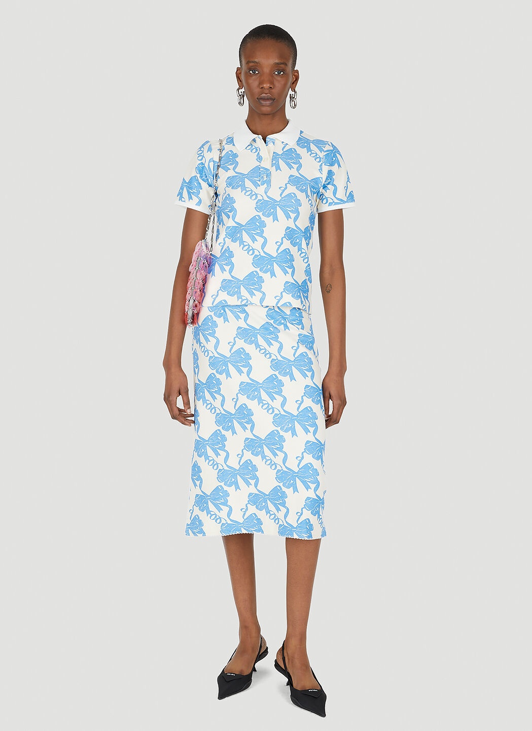 Au Fait Ribbon Print Polo Shirt - 2