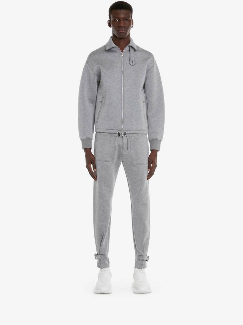 Men's Double Jersey Bomber Jacket in Pale Grey - 2