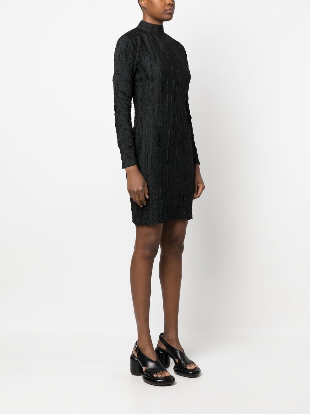crease-effect mock neck dress - 3
