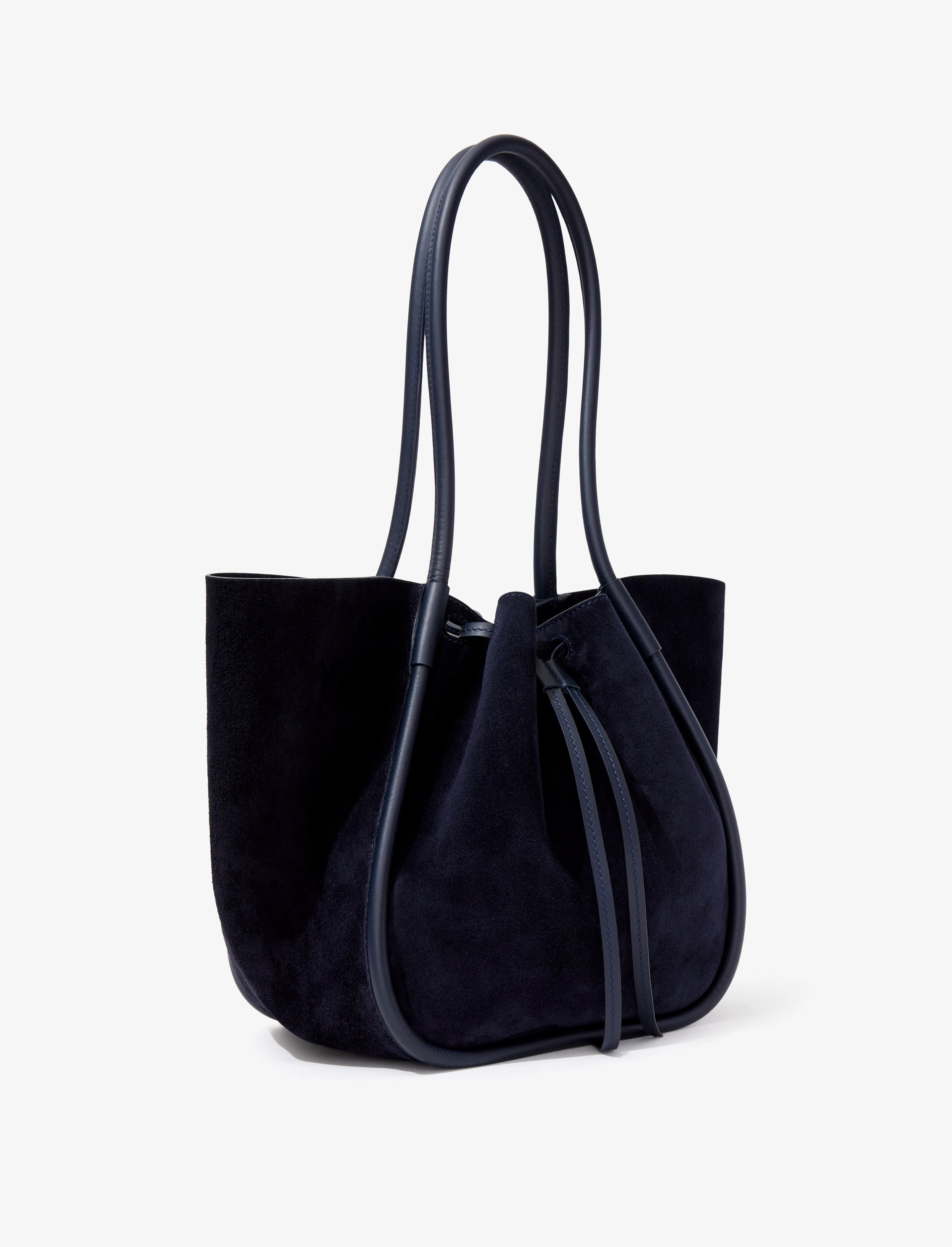 Large Ruched Tote in Soft Suede - 2