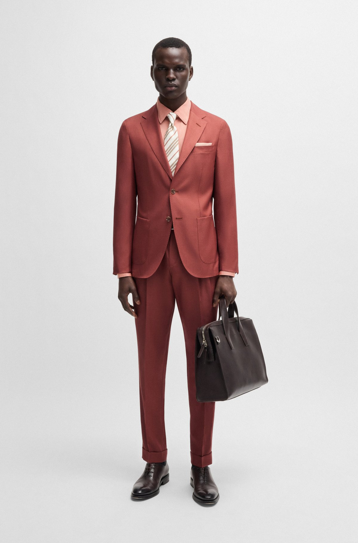 REGULAR-FIT TROUSERS IN CASHMERE, VIRGIN WOOL AND SILK - 3
